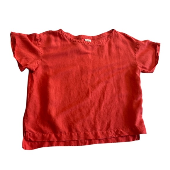 A New Day Vibrant Tangerine Linen Blend Top - Picture 2 of 14